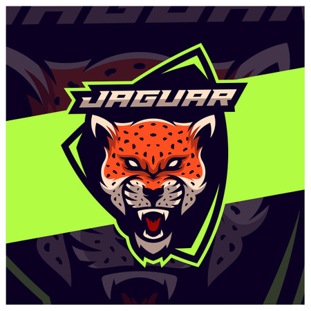 angry jaguar leopard mascot esport logo designsのイラスト素材