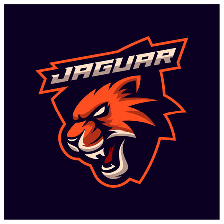 angry jaguar leopard mascot esport logo designsのイラスト素材