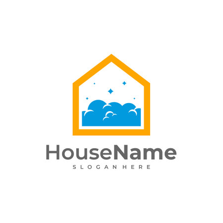 Cloud House logo designs concept vector. Home with cloud logo templateのイラスト素材