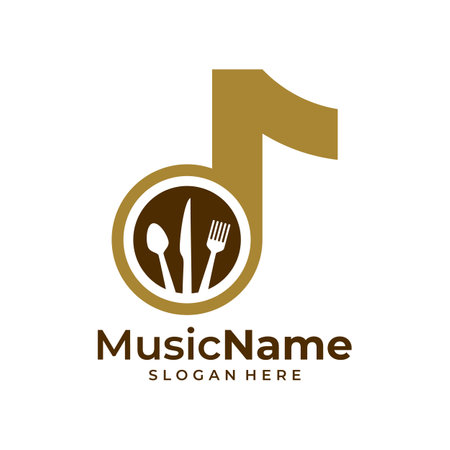Food Music Logo Vector. Music Food logo design templateのイラスト素材