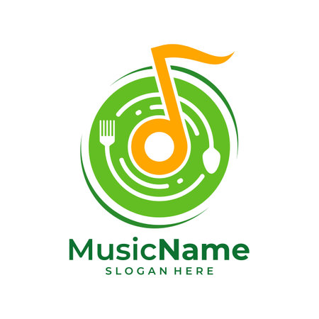 Food Music Logo Vector. Music Food logo design templateのイラスト素材