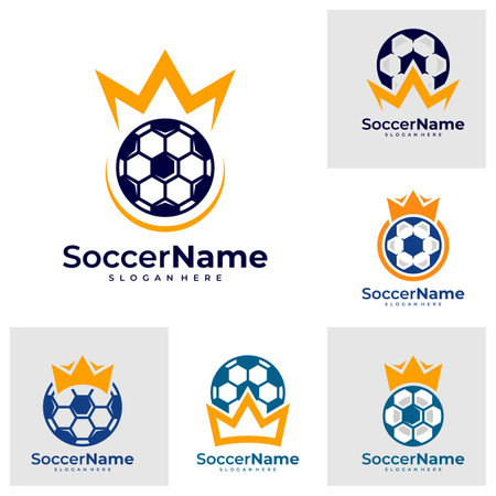 Set of King Soccer logo template, Football King logo design vectorのイラスト素材