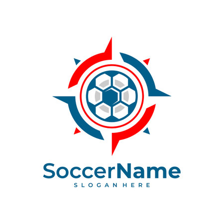 Compass Soccer logo template, Football logo design vectorのイラスト素材