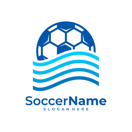 Wave Soccer logo template, Football Wave logo design vectorのイラスト素材