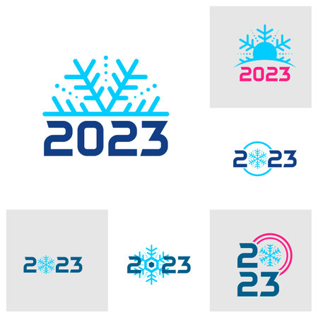 Set of 2023 Winter logo template, Winter 2023 logo design vector