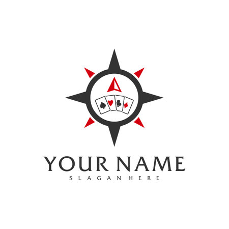 Compass Poker logo vector template, Creative Poker logo design conceptsのイラスト素材