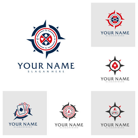 Set of Compass Poker logo vector template, Creative Poker logo design conceptsのイラスト素材