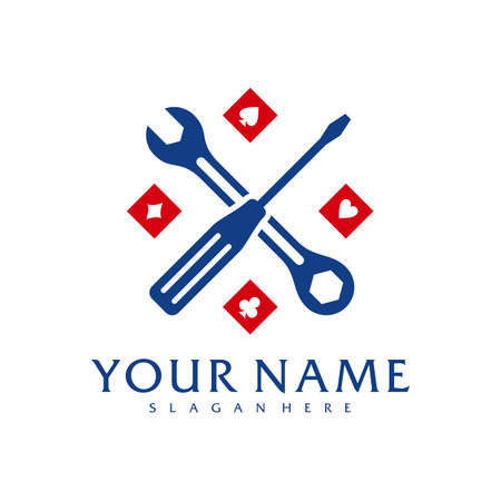 Mechanic Poker logo vector template, Creative Poker logo design conceptsのイラスト素材
