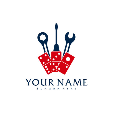 Mechanic Domino logo vector template, Creative Domino logo design conceptsのイラスト素材