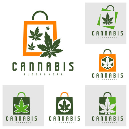 Set of Shop Cannabis logo vector template, Creative Cannabis logo design conceptsのイラスト素材