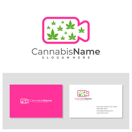 Camera Cannabis logo with business card template. Creative Cannabis logo design conceptsのイラスト素材