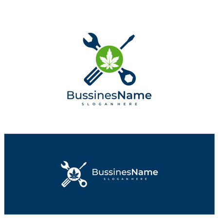 Mechanic Cannabis logo vector template. Creative Cannabis logo design conceptsのイラスト素材