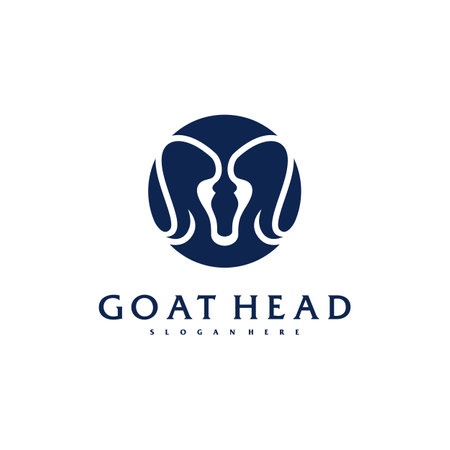 Goat Head logo template, Creative Goat logo design vectorのイラスト素材