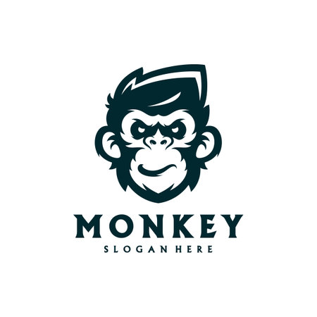 Head Monkey Mascot logo template Vector. Creative Monkey Logo Vectorのイラスト素材