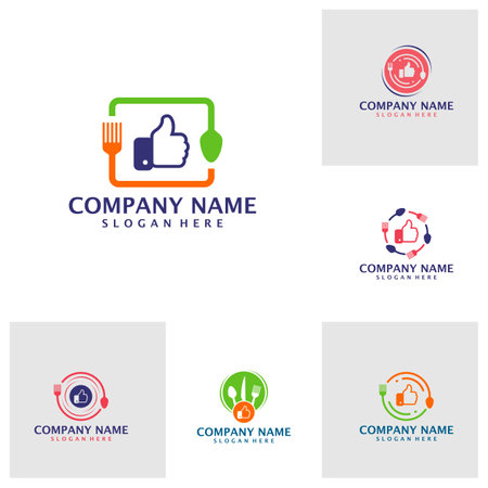 Set of Like Food logo design vector. Good Food logo design template conceptのイラスト素材