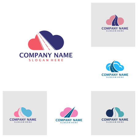 Set of Cloud Road logo design vector. Cloud Road logo design template conceptのイラスト素材