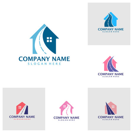Set of House Road logo design vector. Home Road logo design template conceptのイラスト素材