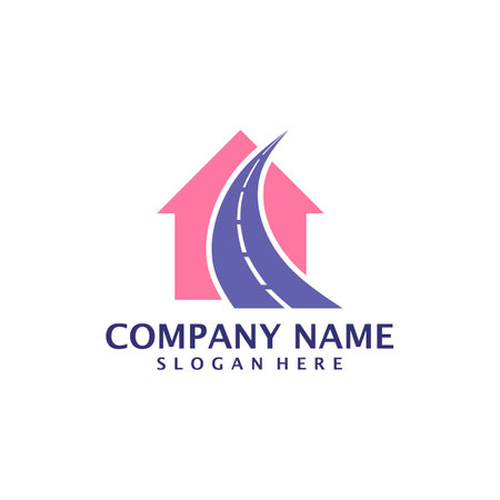 House Road logo design vector. Home Road logo design template conceptのイラスト素材