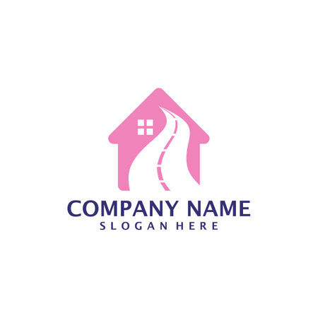 House Road logo design vector. Home Road logo design template conceptのイラスト素材