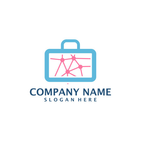 Tech Suitcase logo design vector. Suitcase logo design template conceptのイラスト素材