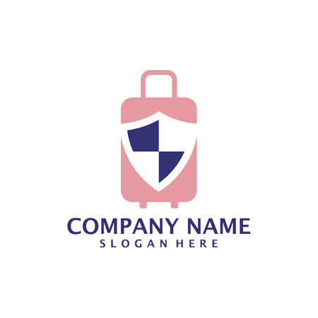 Shield Suitcase logo design vector. Suitcase logo design template conceptのイラスト素材