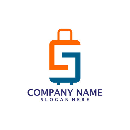 Letter S with Suitcase logo design vector. Initial S with Suitcase logo design template conceptのイラスト素材