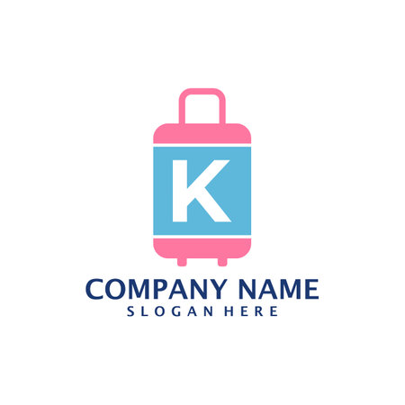 Letter K with Suitcase logo design vector. Initial K with Suitcase logo design template conceptのイラスト素材