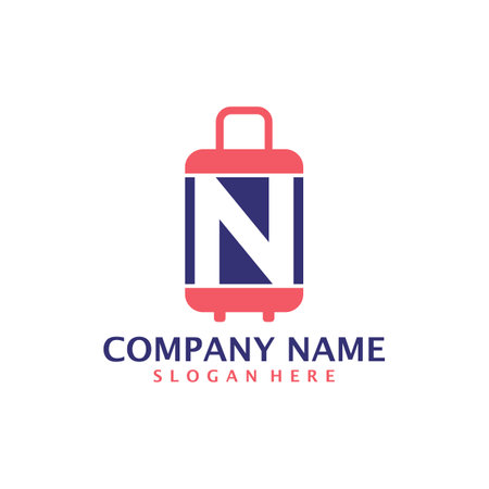 Letter N with Suitcase logo design vector. Initial N with Suitcase logo design template conceptのイラスト素材