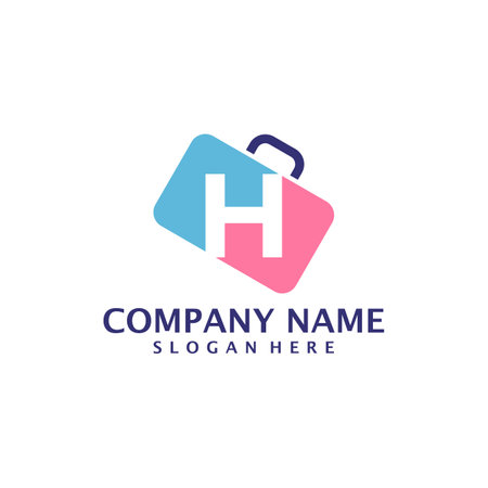 Letter H with Suitcase logo design vector. Initial H with Suitcase logo design template conceptのイラスト素材