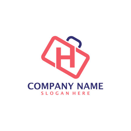 Letter H with Suitcase logo design vector. Initial H with Suitcase logo design template conceptのイラスト素材