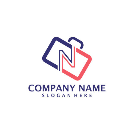 Letter N with Suitcase logo design vector. Initial N with Suitcase logo design template conceptのイラスト素材