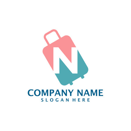 Letter N with Suitcase logo design vector. Initial N with Suitcase logo design template conceptのイラスト素材