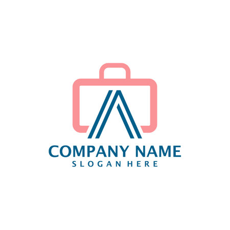 Letter A with Suitcase logo design vector. Initial A with Suitcase logo design template conceptのイラスト素材