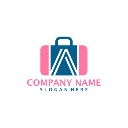 Letter A with Suitcase logo design vector. Initial A with Suitcase logo design template conceptのイラスト素材