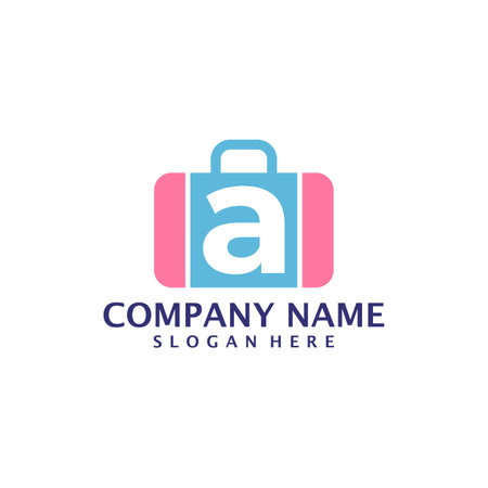 Letter A with Suitcase logo design vector. Initial A with Suitcase logo design template conceptのイラスト素材