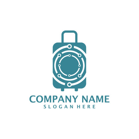 Tech Suitcase logo design vector. Suitcase logo design template conceptのイラスト素材