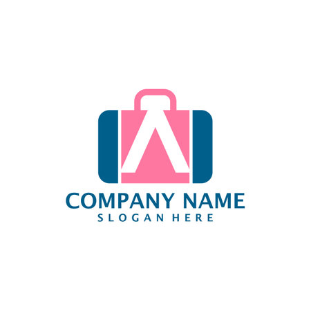Letter A with Suitcase logo design vector. Initial A with Suitcase logo design template conceptのイラスト素材
