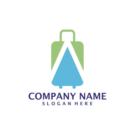 Letter A with Suitcase logo design vector. Initial A with Suitcase logo design template conceptのイラスト素材
