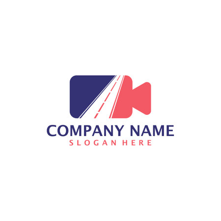 Road camera logo design vector. Camera with Road logo design template conceptのイラスト素材