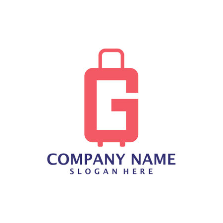 Letter G with Suitcase logo design vector. Initial G with Suitcase logo design template conceptのイラスト素材