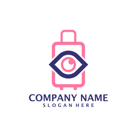 Eye with Suitcase logo design vector. Suitcase logo design template conceptのイラスト素材