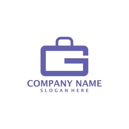 Letter G with Suitcase logo design vector. Initial G with Suitcase logo design template conceptのイラスト素材