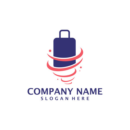 Tornado with Suitcase logo design vector. Suitcase logo design template conceptのイラスト素材