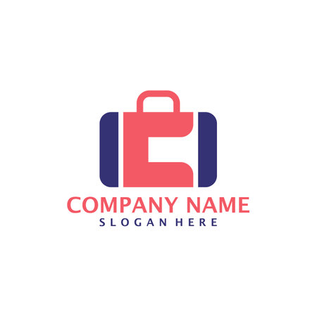 Letter C with Suitcase logo design vector. Initial C with Suitcase logo design template conceptのイラスト素材