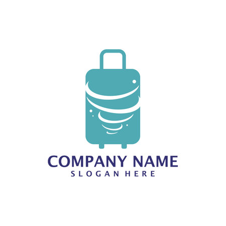 Tornado with Suitcase logo design vector. Suitcase logo design template conceptのイラスト素材