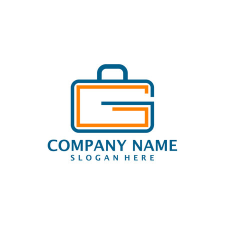 Letter G with Suitcase logo design vector. Initial G with Suitcase logo design template conceptのイラスト素材