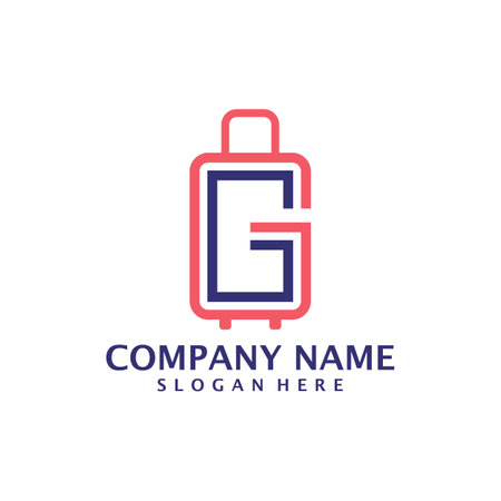 Letter G with Suitcase logo design vector. Initial G with Suitcase logo design template conceptのイラスト素材