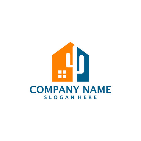 House Cactus logo design vector. Cactus Home logo design template conceptのイラスト素材