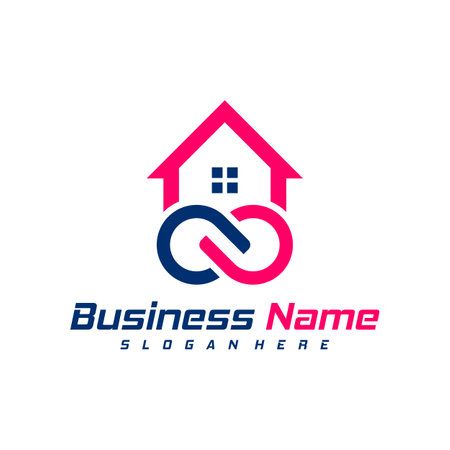 House Infinity logo design vector. Nolimit House logo design template conceptのイラスト素材