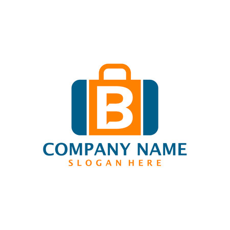 Letter B with Suitcase logo design vector. Initial B with Suitcase logo design template conceptのイラスト素材